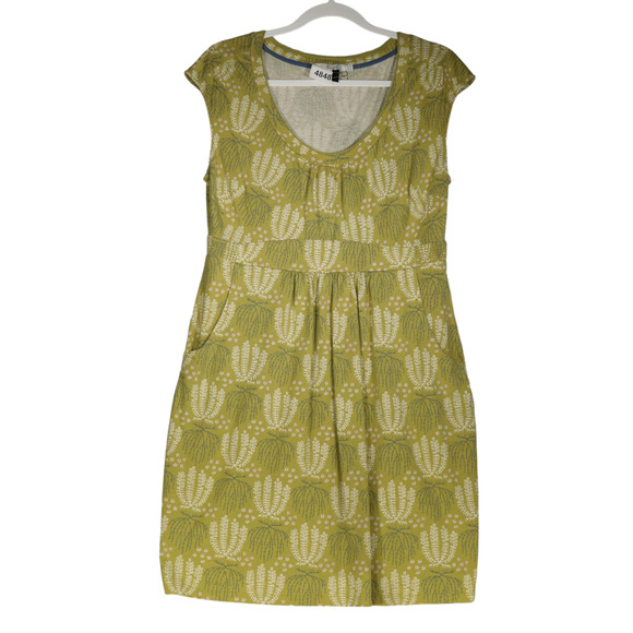 Boden Sheath Dress Womens Size 10 Regular Green Floral Stars Cotton Blend Pocket - Picture 2 of 10